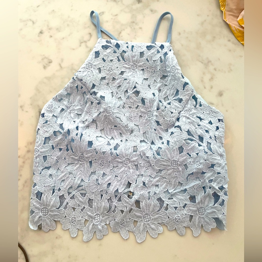 WYLDR blue lace crop top